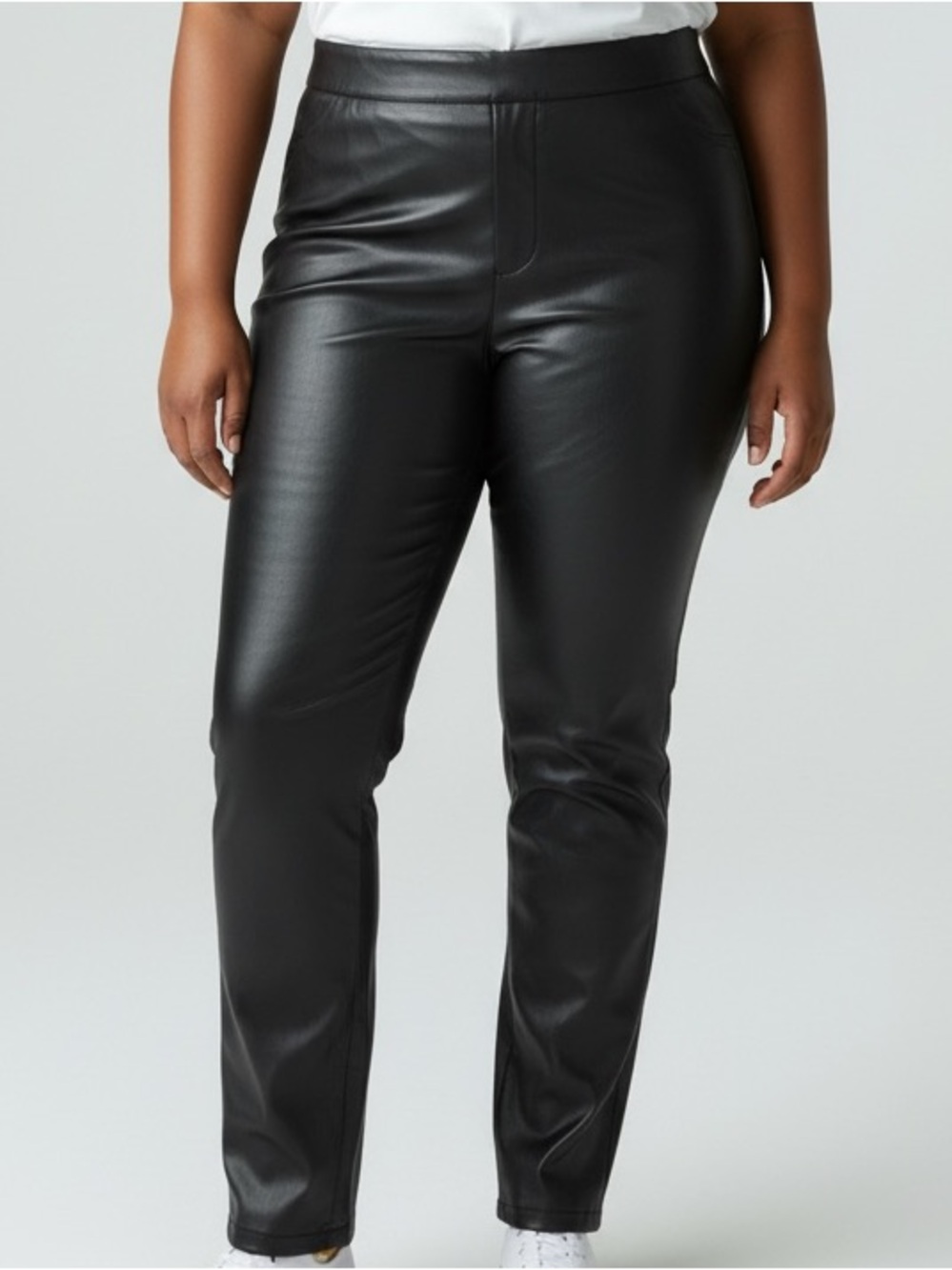 Boohoo Size 18 Black Faux Leather High-Waist Leggings
